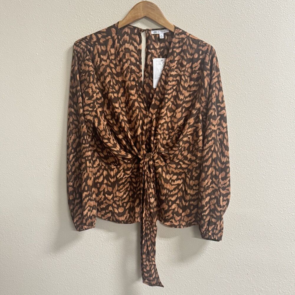 DR2 Brown and tan leopard print blouse size XL